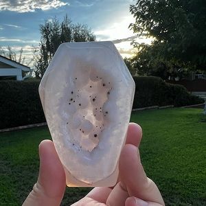 Sugar Druzy Agate Coffin Carving